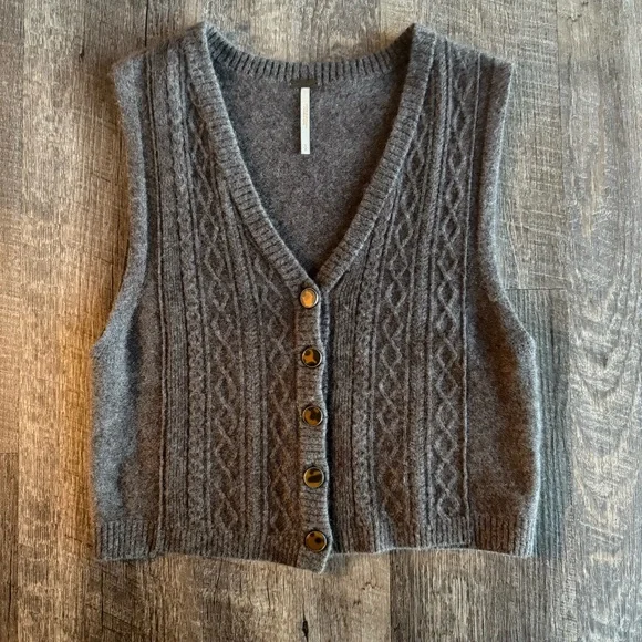 Free People Beatrice Cable Net Cashmere Sweater - Picture 2 of 7